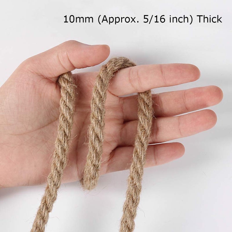 Tenn Well 10mm Jute Rope, 50 Feet 3/8 inch Heavy Duty and Thick Twine Decorative Rope for Crafting, Cat Scratch Post, Gardening, Farmhouse Decor, Home Decor - Image 2